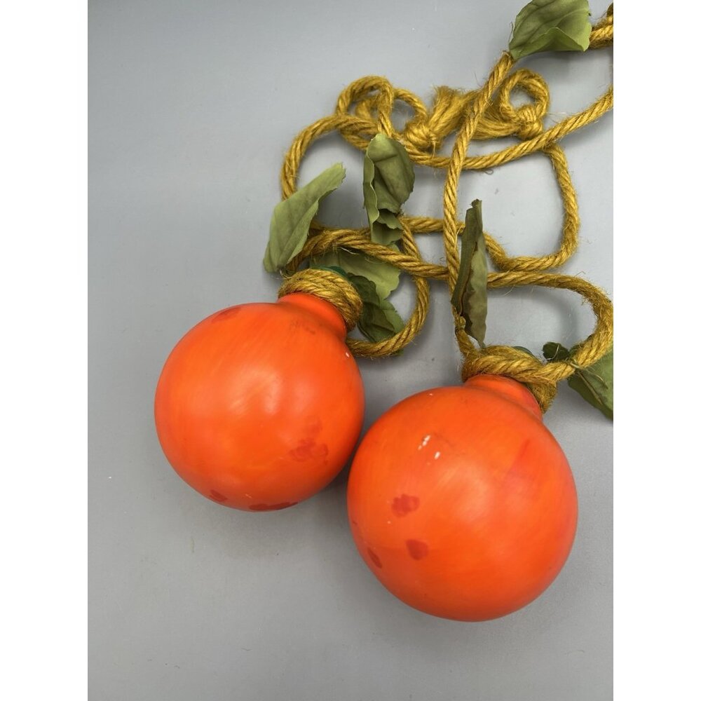 VTG Polish Halloween Pumpkin Glass Electric Light Bulbs Ornament Poland Raffia - Picture 2 of 13